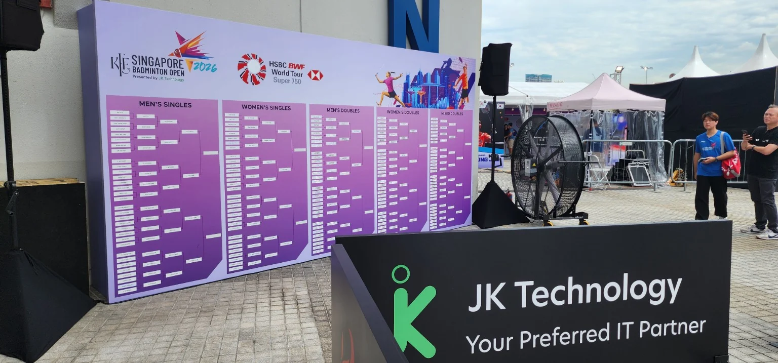 Tournament draw board for the KFF Singapore Badminton Open 2026