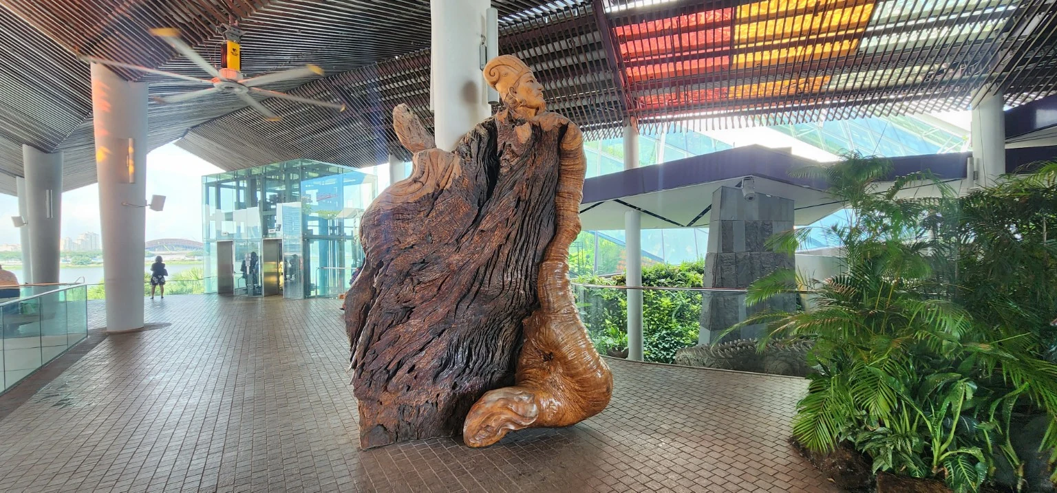 The Great Strategist wood sculpture at Gardens by the Bay