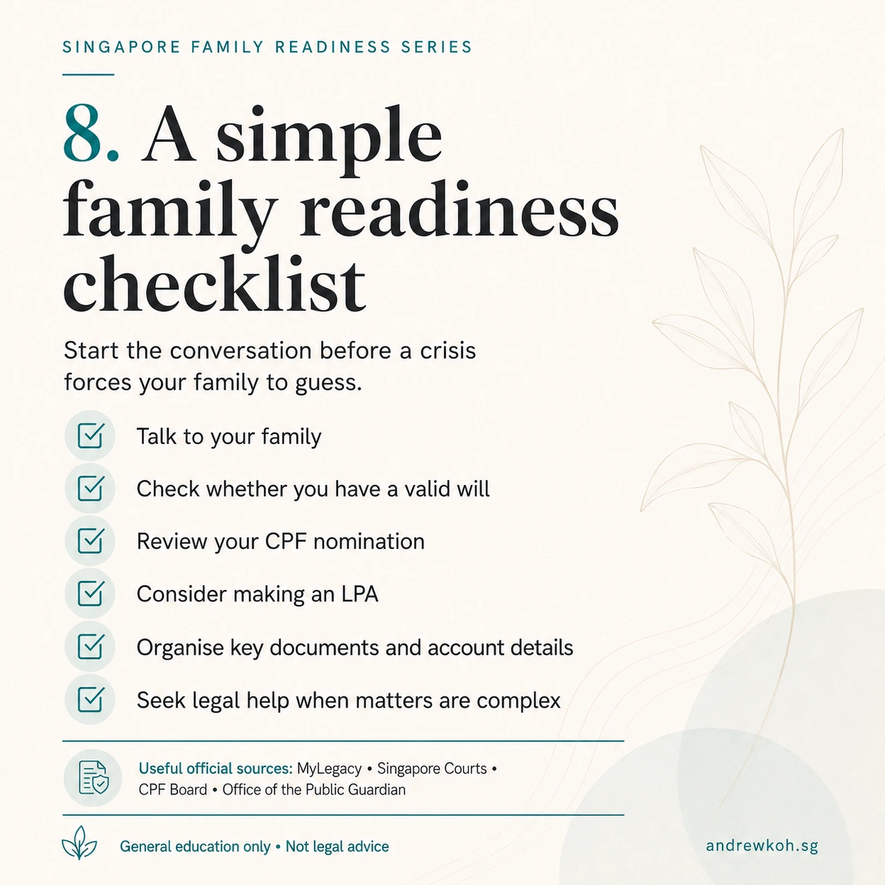 Singapore family readiness checklist slide