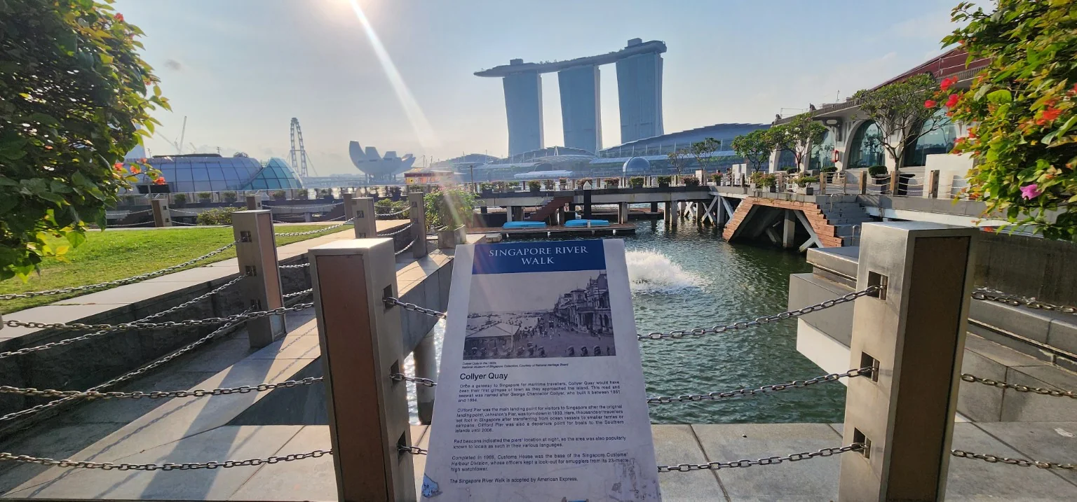 Singapore River Walk information panel at Collyer Quay