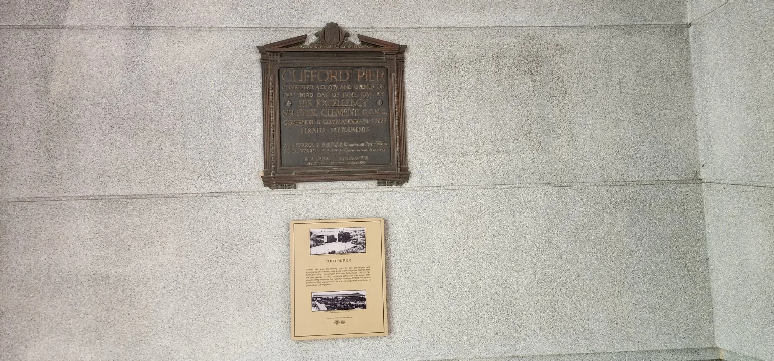 Historical Clifford Pier plaque displayed at the Fullerton waterfront