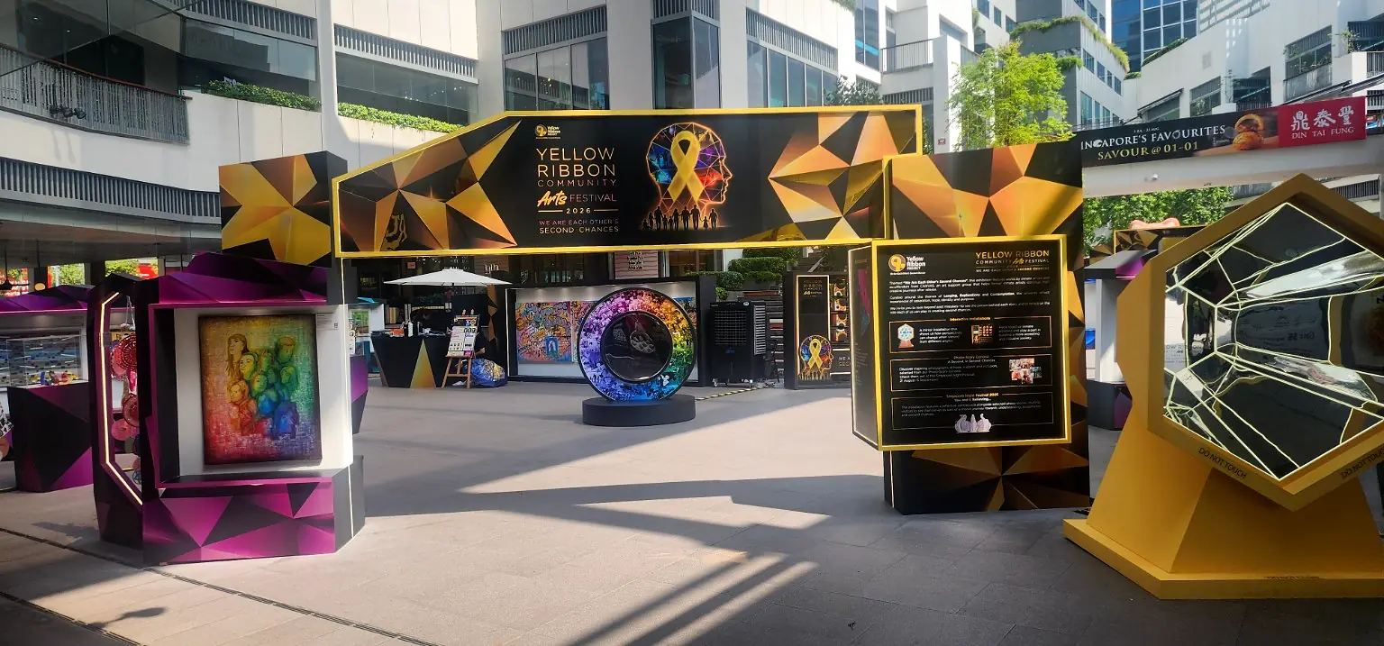 Yellow Ribbon Community Arts Festival display at One Holland Village in Singapore