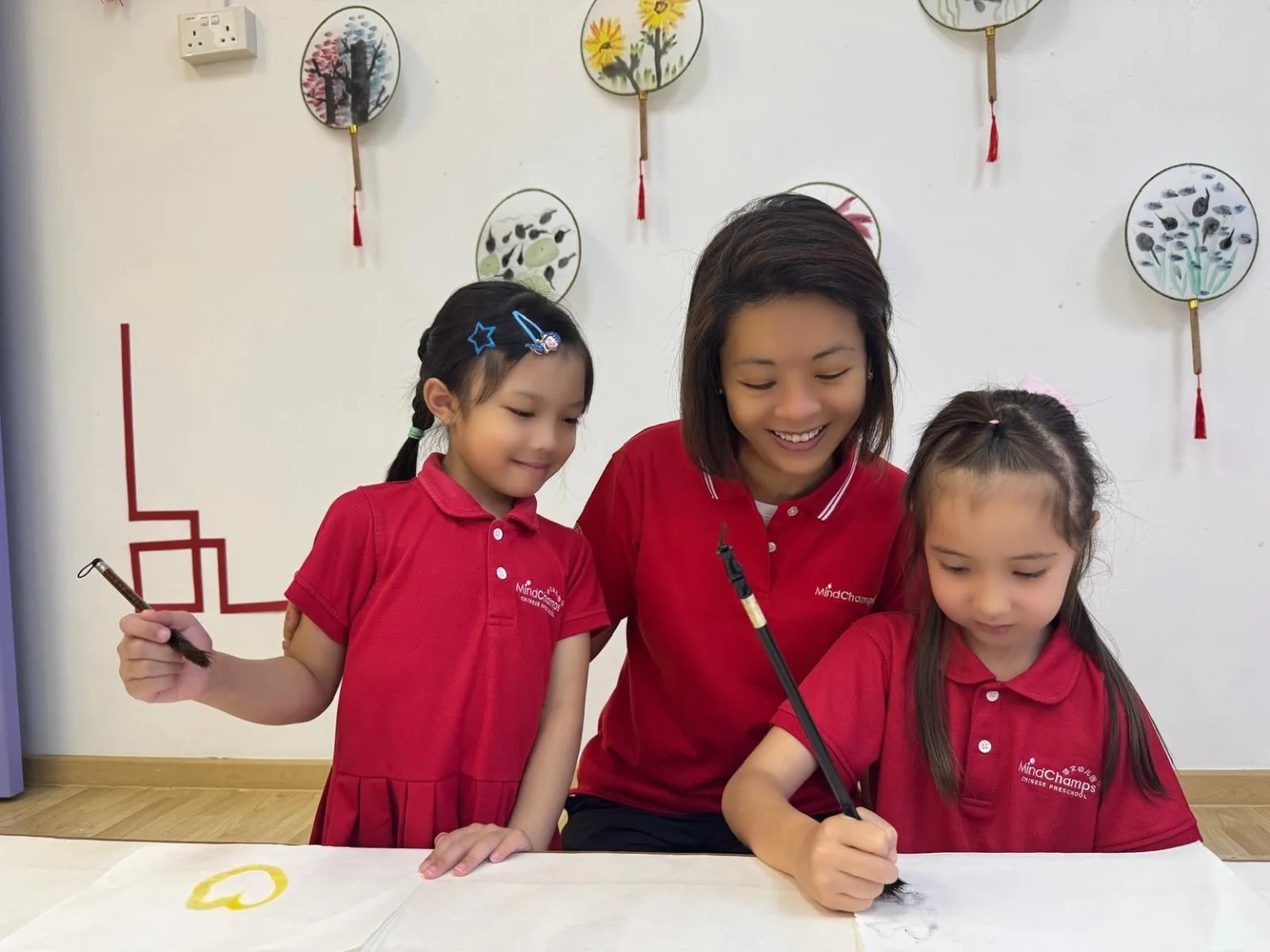Chinese brush activity at MindChamps Chinese PreSchool Thomson